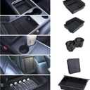 Center Console Organizer Tray 5PCS for Tesla Model Y Accessories 2024 2023 2022 2021 2020, Armrest Storage Tray and Hidden Storage Box, Cup Holder Insert, Under Seat Storage Box (Full-Black)