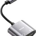 USB C to Dual USBC Headphone and Charger Adapter, USB C Splitter 1 in 2 Out Male to Female Audio Dongle Cable with 60W Fast Charging for iPhone 16/15, Samsung Galaxy S25/S24/S23