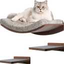 Premium Cat Shelves Shelf in Walnut Brown with Replaceable Carpet with 2 Pine Wood Steps (3pcs). Sturdy Perches for Wall. Cat Hammock Bed Furniture for Cats