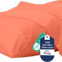 Royale Linens King Pillowcase Set of 2 - Bed Pillow Cover - 20" x 40" -Coral Pillowcases - 1800 Brushed Microfiber, Wrinkle & Fade Resistant - Soft & Cozy- King Size Pillow Case (Coral)