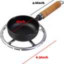 Geesatis 1 Pcs Mini Cast Iron Skillet Small Skillets Frying Pans, with Wok Support Ring for Oil, Baked Cookie, Eggs, Wooden Handles