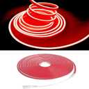 Red Neon LED Strip Lights, 16.4ft 12V Waterproof Flexible Light for Indoor/Outdoor Decoration (Includes Power Adapter) (5M)