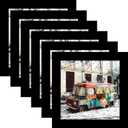 5x5 Black Picture Frames Square Classic Natural Wood 6 Pack for Wall Mounting and Tabletop Display