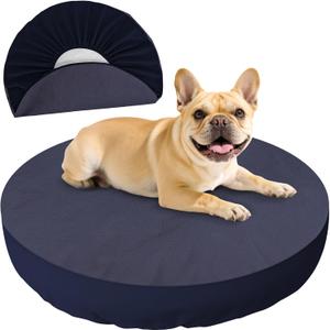 Dog Bed Covers Replacement Washable for Round & Donut Dog Bed 100% Waterproof Dog Bed Sheets Soft & Noiseless Pet Bed Cover 45" x 45" x 11" Blue