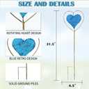 Metal Garden Decor for OutsideRotating Heart-Shaped Garden Stake, Cemetery Decorations for Grave,Perfect for Planter Decorations, Outdoor Lawn Gardens, Also The Best Choice for Gifts - Blue