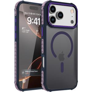 DEERLAMN Strong Magnetic Case for iPhone 17 Pro Max 6.9-Inch,[Compatible with Magsafe][Military Grade Drop Protection] Translucent Matte Shockproof Protective Phone Cover-Frosted Purple