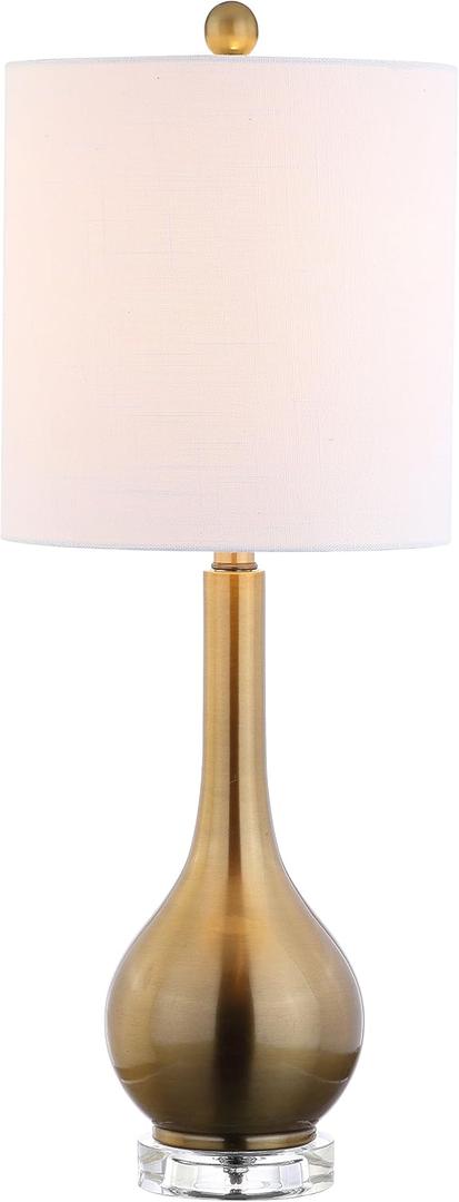 JONATHAN Y JYL5010A Dylan 25" Metal/Crystal Teardrop LED Table Lamp Contemporary Transitional Bedside Desk Nightstand Lamp for Bedroom Living Room Office College Bookcase, Brass Gold (Single)