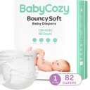 Babycozy Boucy Newborn Diapers for Sensitive Skin, Hypoallergenic Disposable Plain White Diapers Without Chlorine, Soft Diaper for Baby&Infant&Preemie, Size 1(8-14lb) 82 Count