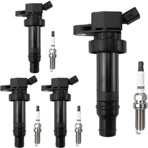 Sets of 4 UF652 Ignition Coil & 93815 Spark Plug for Hyundai Accent 2012-2019,Hyundai Veloster 2012-2017Kia Rio 2012-2019,Kia Soul 2012-2019, Replace 273012B100 C1803 5C1860 GN10634