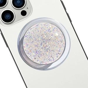 Magnetic Retractable Phone Stand, Phone Grip, Suitable for Round Foldable Phones and Tablet Accessories - -Transparent Shine (Shimmering Color) (glittering)