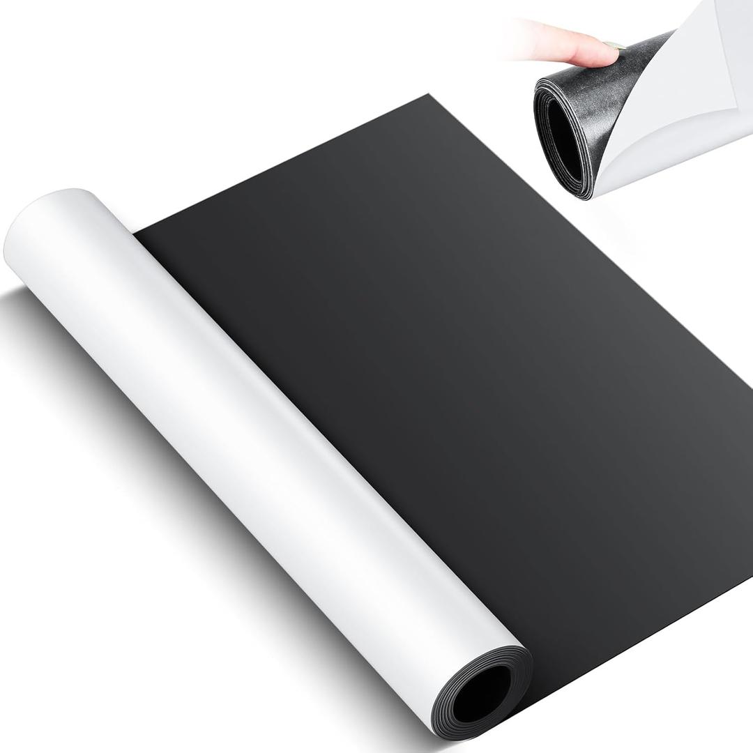 Relaxweex 8 Inch x 5 ft x 30mil Extra Large Adhesive Magnetic Sheet Roll Not Printable Adhesive Backing Cut and Customize Flexible Sheets Blank White Surface Magnetic Sign for Craft Photo Craft Office