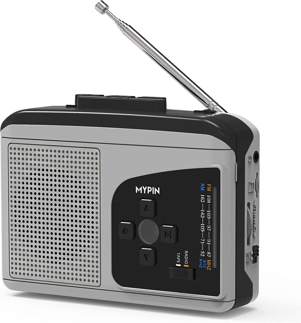 AM/FM Radio Cassette Player Converter, Voice Recorder, MYPIN Portable Walkman Cassette Player, Audio Cassette Tape to MP3 Converter Player with Built-in Speaker Earphone, Auto Reverse,No Need Computer