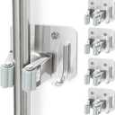 Broom Holder Wall Mount Screw Drilling, Sturdy Heavy Duty Stainless Steel Mop Gripper Rack Perforated, Perfect for Laundry Room Organizer, Fit with Laundry Kitchen Garage Garden Storage System (Silver)