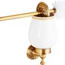 Wall Mounted Bathroom Toilet Brushed Holder Set, Antique Brass Pattern Carving, Brushed Bronze