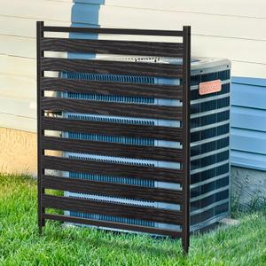 Air Conditioner Fence Privacy Screen 1 Panel, 40.27" W x 54.6" H Outdoor Metal Privacy Fence, Black Wood-Look Screen for AC, Trash Can, Pool Equipment, Yard Garden