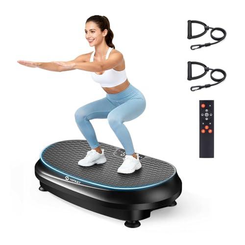 Curved Vibration Plate Exercise Machine, Vibrating Plate 400 lbs Capacity with 9 Auto Modes and 120 Adjustable Speeds, Large LED Display, Touch and Remote Control, Vibration Platform for Home (Black)
