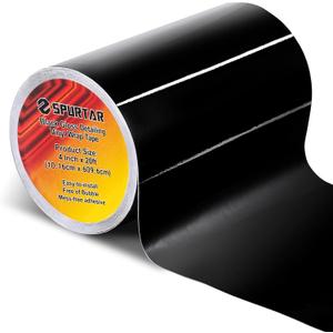 Spurtar Gloss Black Vinyl Wrap 4 Inch x 20ft Air-Release Adhesive Car Vinyl Tape Chrome Delete Wrap Roll DIY Car Exterior Decoration Door Edge Guard Vehicle Detailing Paper 10CM x 6M
