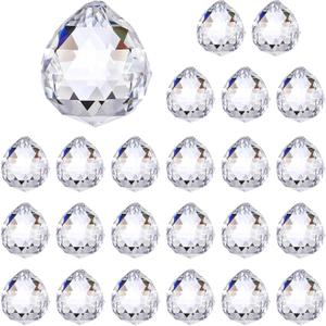 24PCS Clear Crystal Ball Prism Suncatcher Pendants, 1.2"/30mm Rainbow Maker Sun Catcher Hanging Drop for Wedding Christmas Birthday Window DIY Crafts Decoration