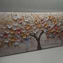 LASMOND White Spring Tree of Life Wall Art Office Decor Living Room Modern Painting Prints Pictures Abstract Floral Flower Nature Canvas Large Landscape Artwork (20x40 Inches)