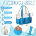 Locmeo Art Organizer Craft Storage Tote Bag with Pockets and Handles Blue Pottery Tool Bag Washable Canvas Craft Tote with Rigid Bottom for for Teacher Officer Artist Traveler