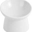 Raised Cat Food Bowls - Ceramic Tilted Elevated Anti Vomit Whisker Friendly Shallow Wide Cat Feeding Bowls - Microwave & Dishwasher Safe (White-large)