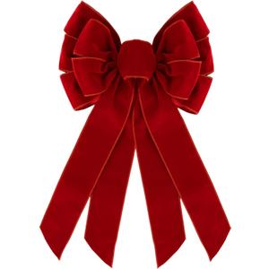 Large Red Velvet Christmas Wreath Bow, Xmas Premade Vintage Velvet Bow for Wreaths for Indoor Outdoor Tree Topper Door Garland Holiday Party Winter Decor