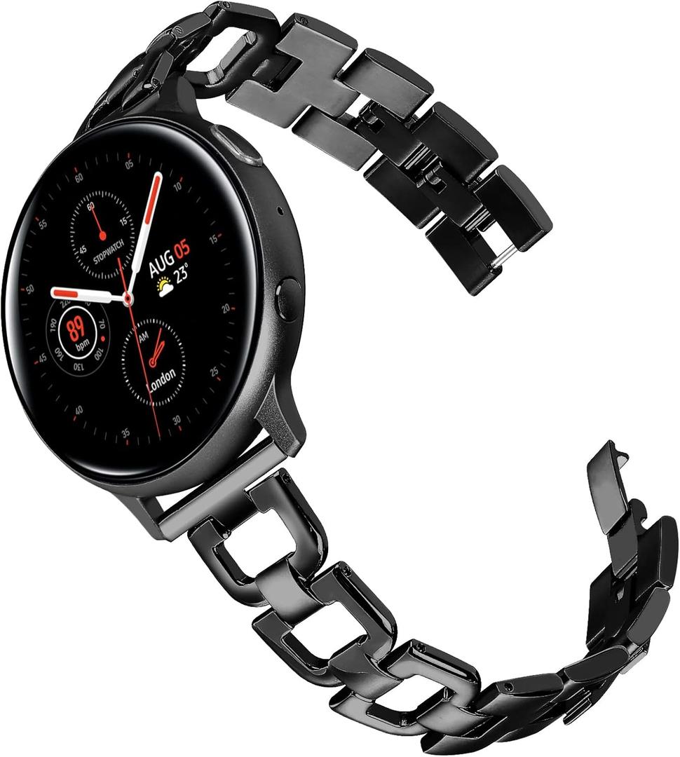 JOYOZY Stainless Steel Bands for Galaxy Watch 7/6/5/4 40mm 44mm/Galaxy Watch FE 40mm/Watch 6 Classic 43mm 47mm/Active 40mm/Active2 40mm 44mm,Metal D-Chain Band for Watch 5 pro 45mm/Watch 4 Classic