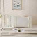 Herside Cream White Pillowcase King Size 2 Pack,Ruffle Pillow Shams,20x36 inches Chic Boho Pillowcases, French Country Vintage Ruffled Cute Pillow covers Set of 2 Soft Microfiber