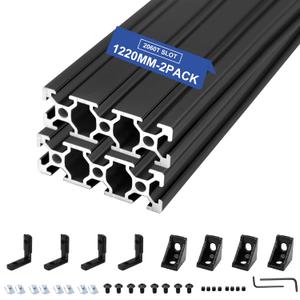 2 Pack 2060 T Slot Aluminum Extrusion 1220mm 48 Inch Black