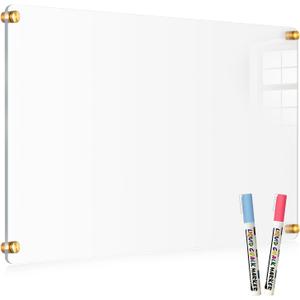 Acrylic Dry Erase Board for Wall, 36 "x 24" Black Non-Magnetic Acrylic Wall Memo Board, Large Clear Family Planner White Board for Home and Office - Blank