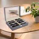 AUTOARK Leather 8 Piece Eyeglasses Storage and Sunglass Glasses Display Case Organizer (Grey/Beige)