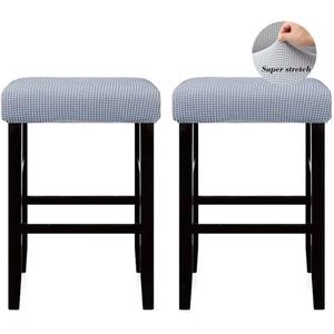 Stool Covers Rectangle,2 Pack Stretch Rectangle Bar Stool Covers Jacquard Vanity Stool Cover Washable Counter Stool Covers Saddle Seat Cover with Elastic Band for Wooden Metal Bench(Light grey)