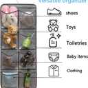 Dual-Sided Hanging Closet Organizer for Socks Underwear Bra Kids Storage Organizer for Baby Clothes Toddler Shoes with 26 Pockets (Grey-Clear Pockets)