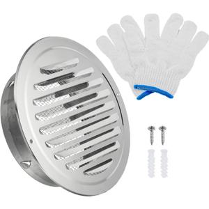 PATIKIL 7" Round Soffit Air Vents, Stainless Steel Louver Grille Vent Cover Screen Mesh Air Outlet for Kitchen Bathroom Wall Ceiling Floor Ventilation