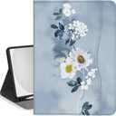 Feams Case for iPad (A16) 11th Generation 11 Inch 2025, iPad 10th Generation Case 10.9 Inch 2022 Flip Stand Auto Sleep Cover with Pencil Holder & Pocket, Blue Floral