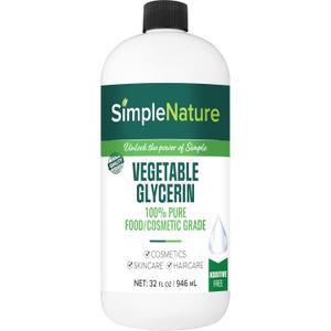 SimpleNature 100% Pure Vegetable Glycerin - 1 Gallons - Natural Pure Food/Cosmetic Grade for Skincare, Haircare, Cosmetics, Soapmaking, Crafts - Softening & Moisturizing Multipurpose Humectant