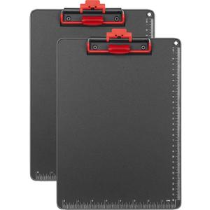 Clipboards with Pen Holder A4 Size 12.5x9 Inch Aluminum Protection Edge Clip Board for Classrooms, Offices, School, Doctor, Coaches [Upgraded Clip] (Black, 2 Pack)