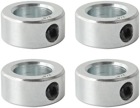 TonGass 4-Pack Zinc Plated Carbon Steel 3/4" Bore Shaft Collar Set, Screw Style Bore Shaft Collar with 3/4" Bore Size, 1-1/4" Outer Diameter and 9/16" Width Suitable for Automotive and Industrial Use