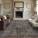 Collive Large Area Rug for Living Room 10x14, Machine Washable Antique Distressed Rugs for Bedroom, Soft Non-Slip Low Pile Indoor Floor Accent Carpet for Office Dining Room - Brick