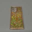 Yeddabox for iPhone 14 Pro Case Glitter, Luxury Sequin and Diamond Bumper Cover with Reinforce Corner, Soft Shockproof Protective Electroplated Case for iPhone 14 Pro for Women Girls, Gold