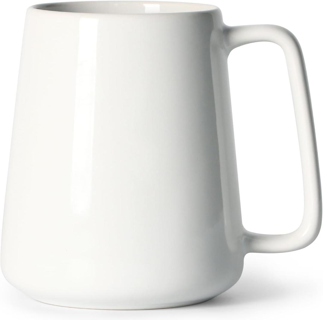 24 OZ Large Coffee Mug, Nice Ceramic Boss Tea Cup with Big Handle for Dad Men Women, Unique Style For Any Kitchen, White