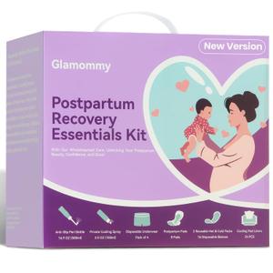 Postpartum Recovery Essentials Kit for Women, Labor & Delivery Postpartum Care, Peri Bottle, Cooling Spray, Disposable Postpartum Underwears, Postpartum Pads, Ho t& Cold Packs, Soothing Liners