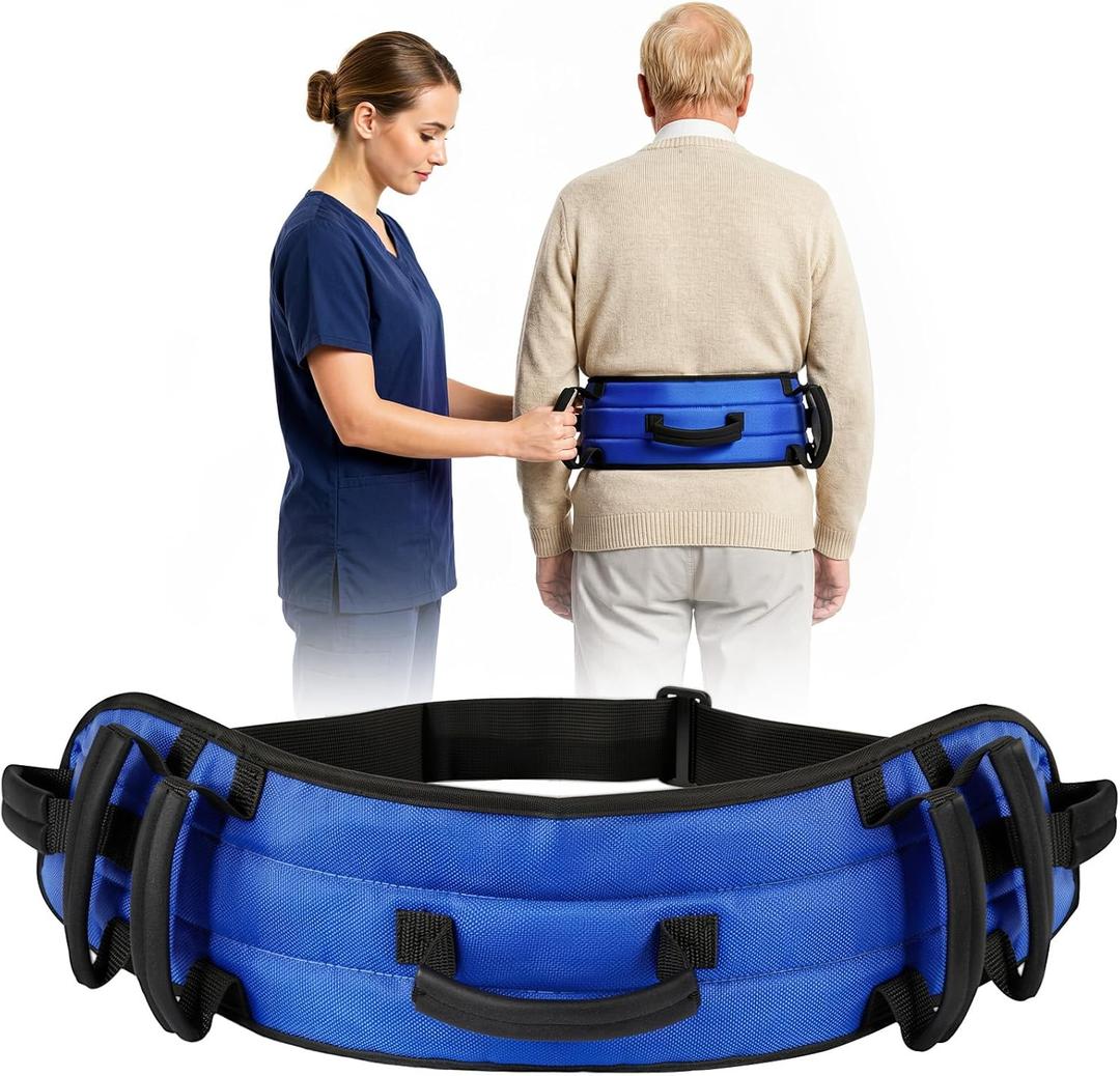 Rhino Valley Gait Belts for Seniors, 59" Gait Belt with 7 Handles, Anti-Slip Padded Gate Belts Medical for Elderly, Transfer Belt with Quick Release Buckle for Standing Aids&Support