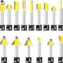 Router Bits Set of 15 Pieces 1/4 Inch Woodwork Tools for Beginners