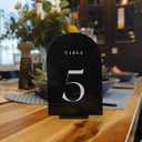 5x7 Inch Arch Acrylic Sign with Stand,15Pack Blank Arch Acrylic Table Signs with Base for DIY Wedding Table Numbers, Arched Wedding Signage, Events& Parties (Black)
