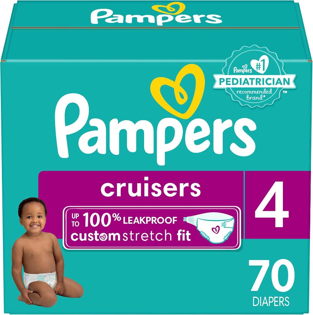 Pampers Cruisers Diapers - Size 4, 70 Count, Disposable Active Baby Diapers with Custom Stretch