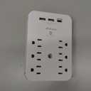 Wall Outlet Extender with Surge Protector, 6 AC Outlets, Shelf, 2 USB & USB C Charging Ports - Home & Dorm Plug Expander (White)