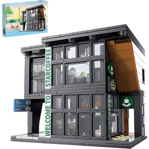 Coffee Shop Building Blocks Toys City Street View Architecture Model Set Birthday Age 6+ Children Teens Adult 581 Pieces