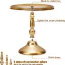 Set of 3 Gold Cake Stands, Metal Round Cake Holder Dessert Pie Pizza Display Stand 8" 10" 12" Serving Tray Decoration for Wedding Celebration Party Birthday Baby Shower