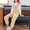 Meikulo Girls Fleece Overalls Kids Warm Winter Loose Casual Jumpsuits with Pockets 5-14 Years (10-12 Years, Khaki)